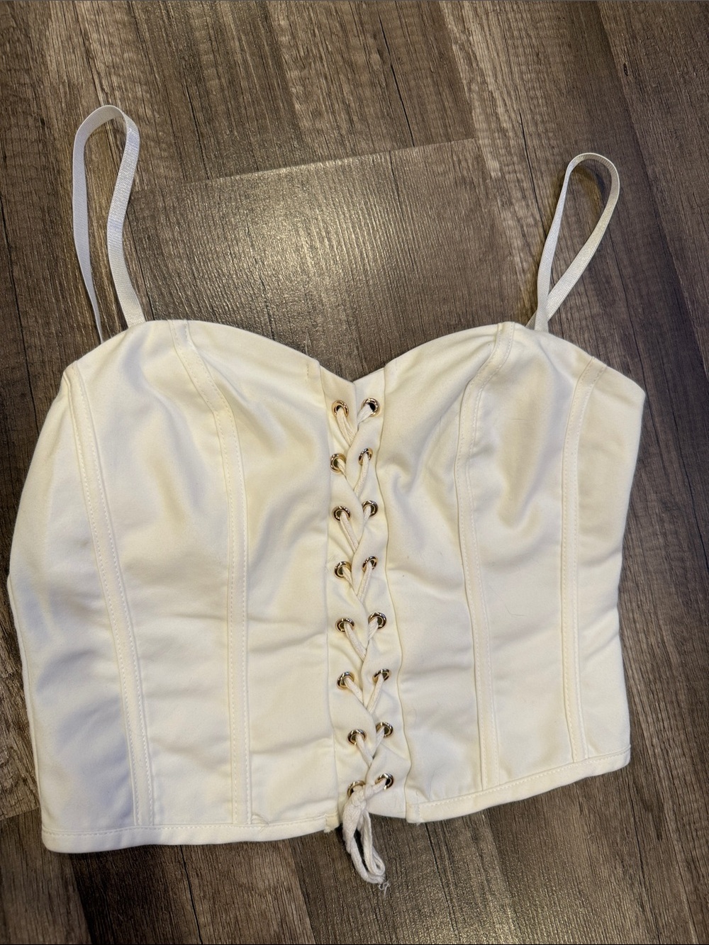 Forever 21 White Lace-Up Bustier Crop Top
